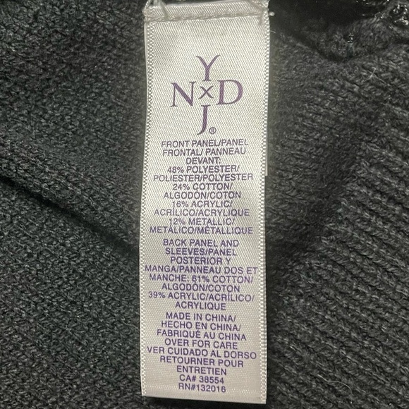 NYDJ CHAIN KNIT SEQUIN METALLIC THREAD RAGLAN SLEEVE ROUND NECK SWEATER - Picture 14 of 15